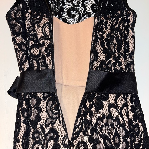 Betsy & Adam Sleeveless Lace Overlay Gown - Picture 12 of 16